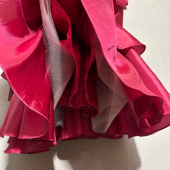 Ieena for Mac Duggal Oversized Bow Deep V Ruffle Mini Dress - size 0 - Picture 7 of 10